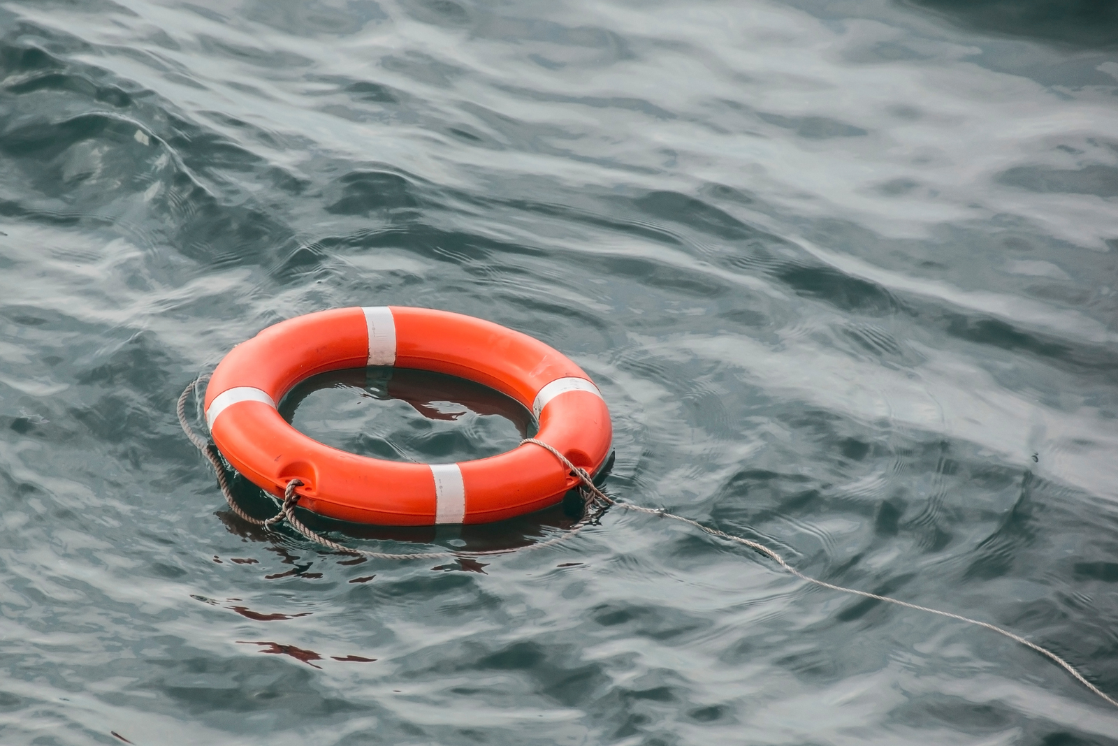 Flotation device in a lake from water rescue.