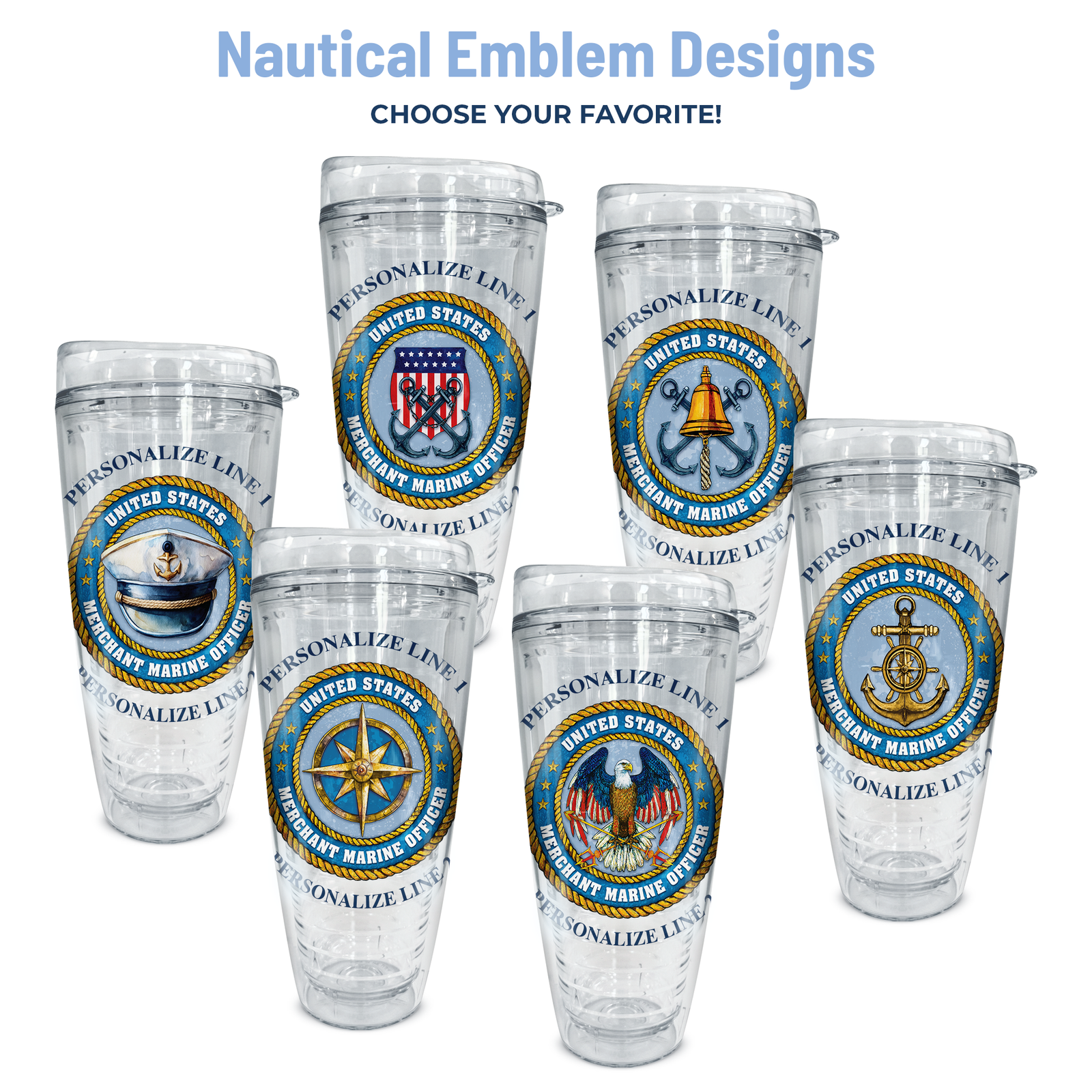 6 nautical emblem designs for tumblers