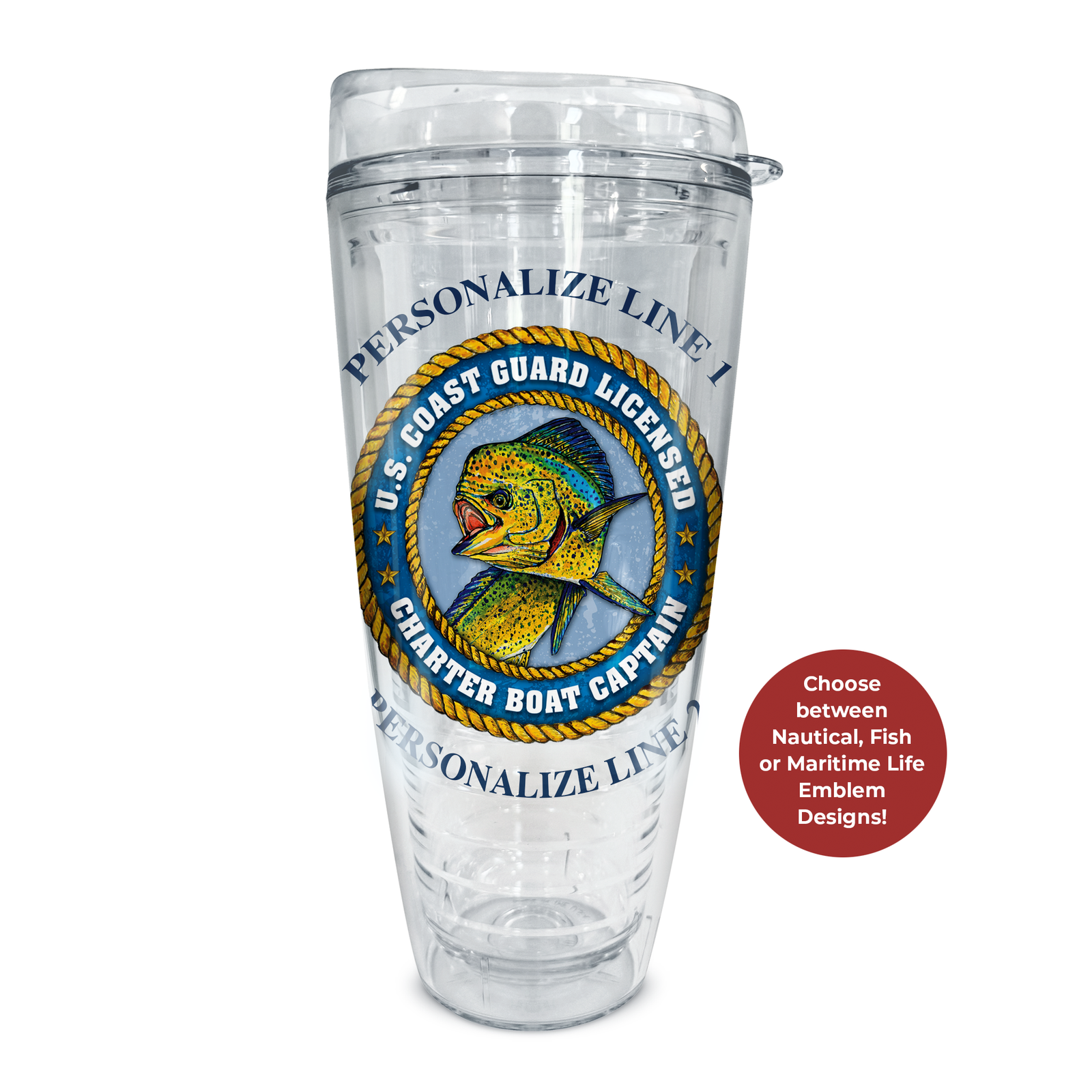 fish emblem customized tumbler example