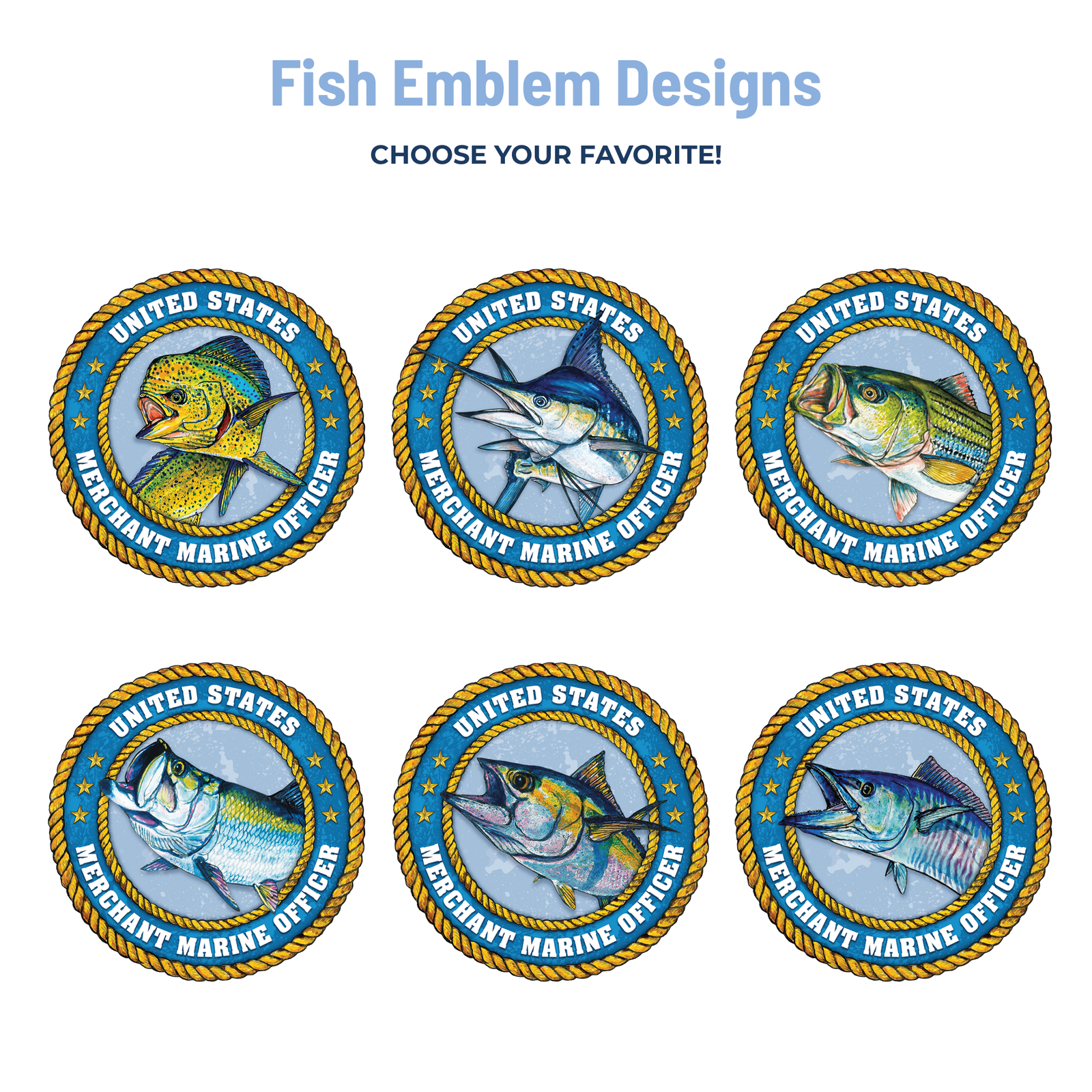 six fish emblem designs