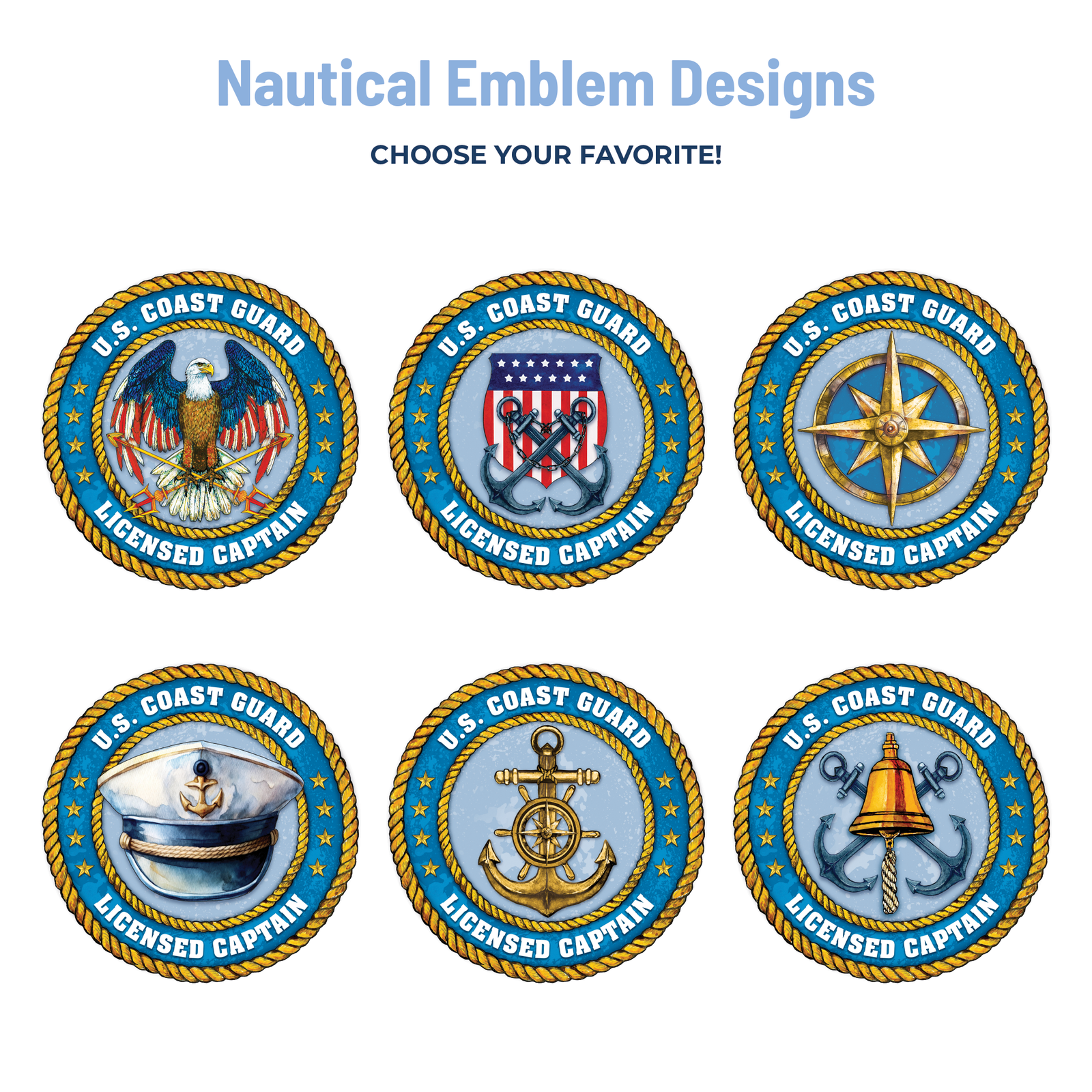 six nautical emblem designs