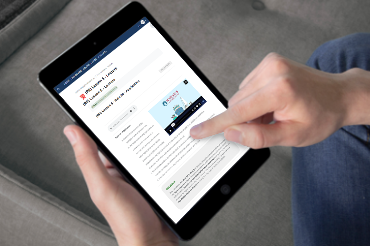 person working on course on tablet