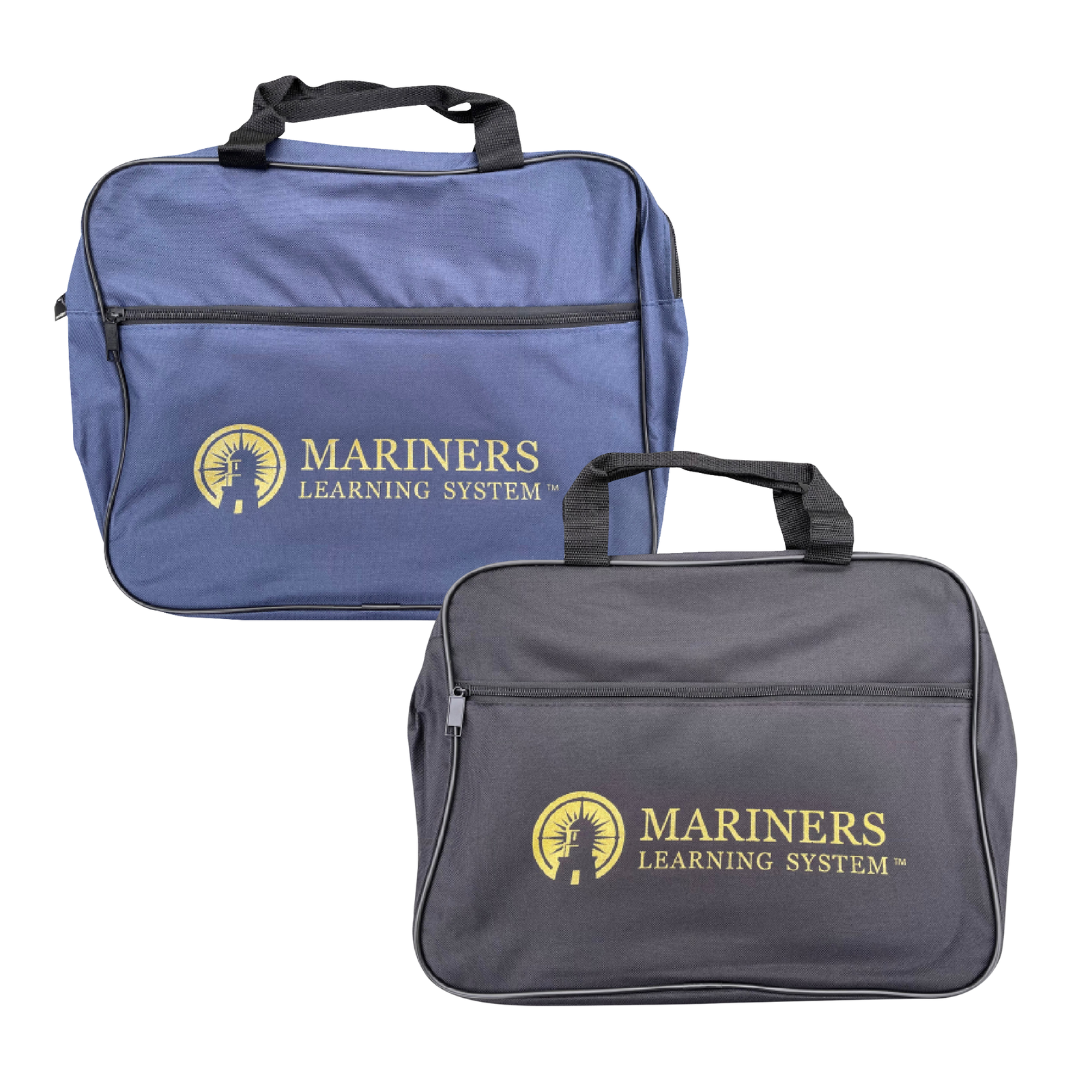blue and black briefcases with mariners logo