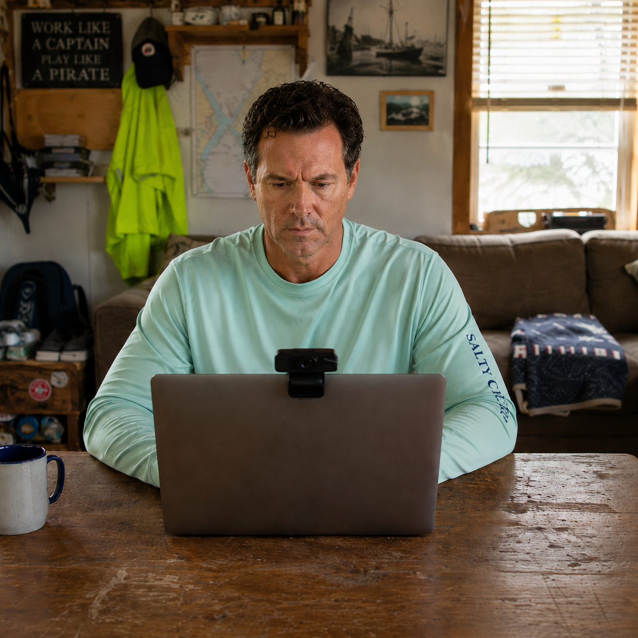 Man working on lap top image