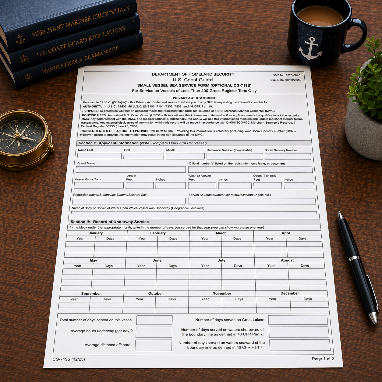 Sea service form image