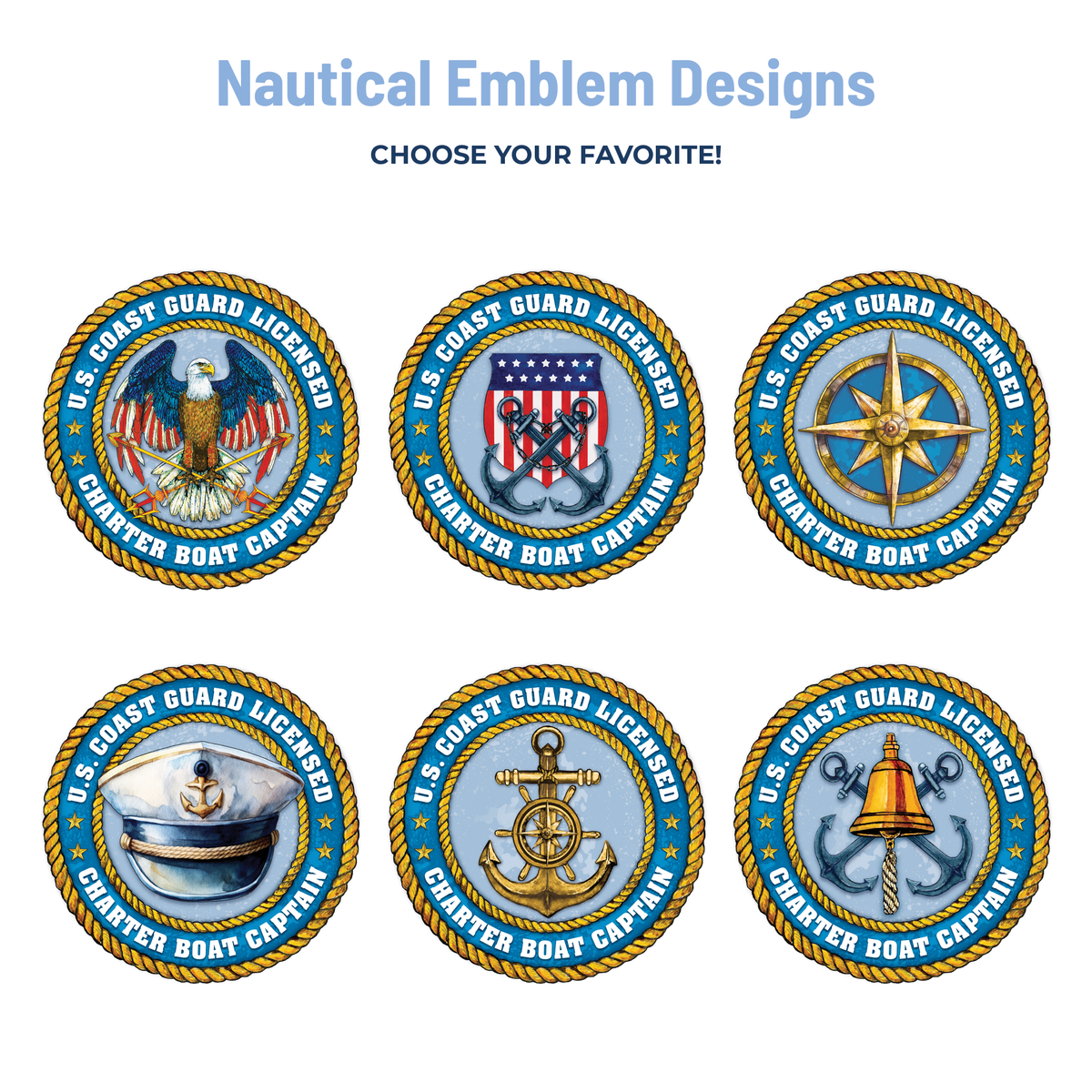 six nautical emblem designs