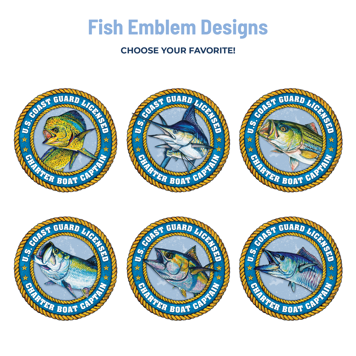 six fish emblem designs for tumblers