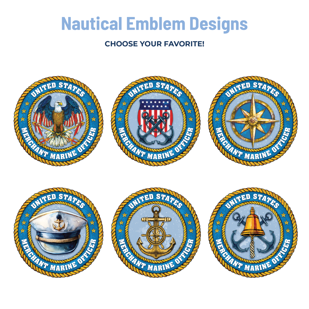 six nautical emblem designs
