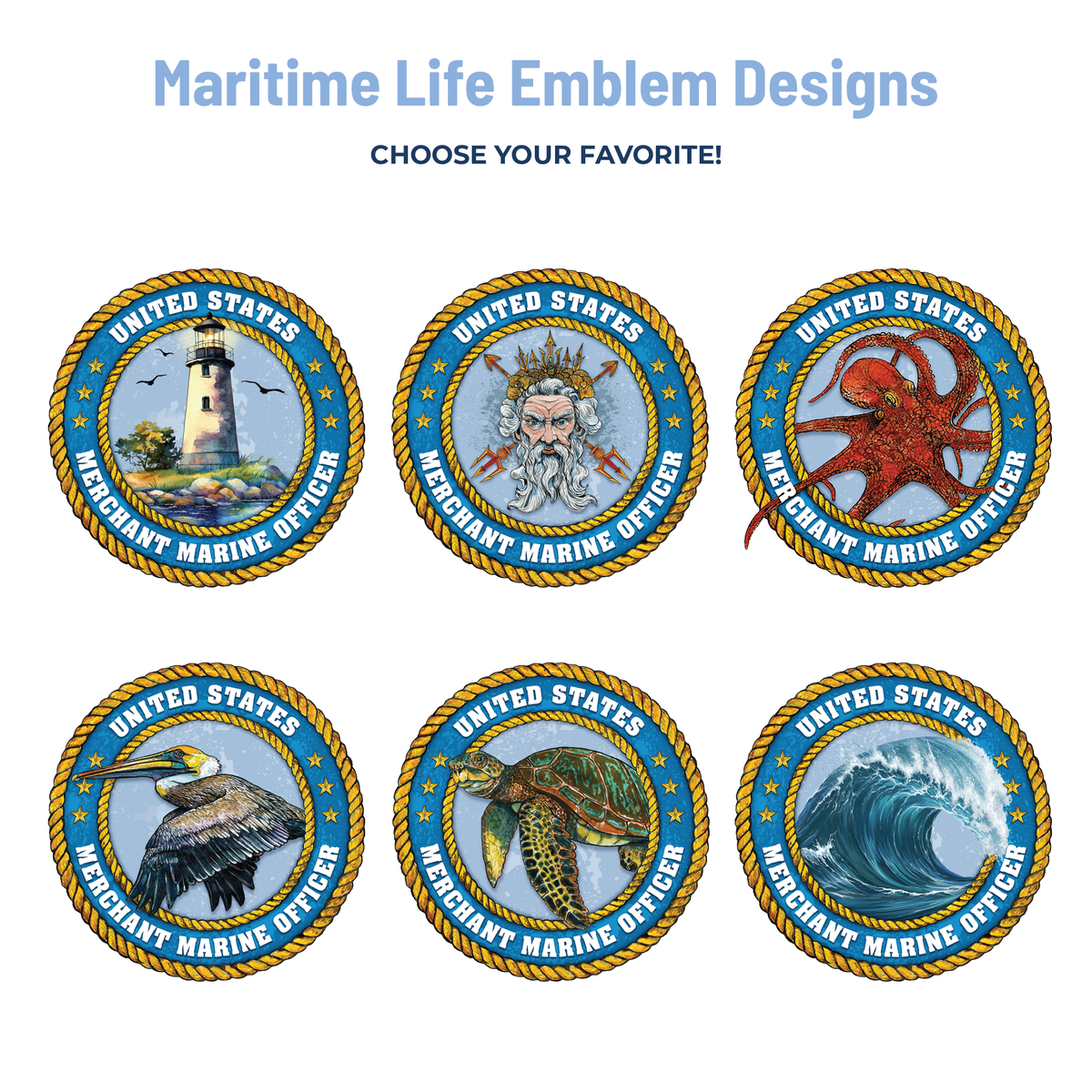 six maritime life emblem designs