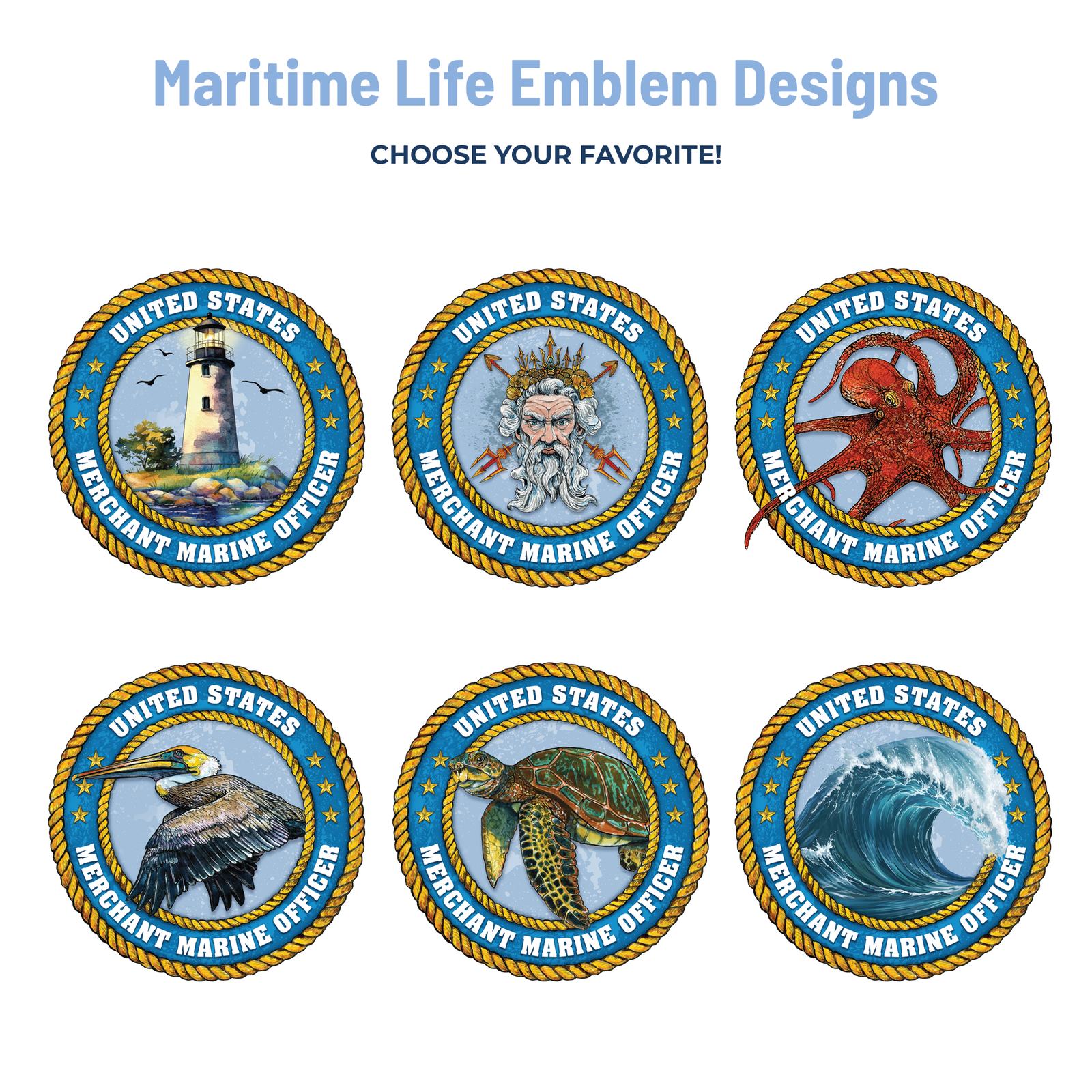 six maritime life emblem designs