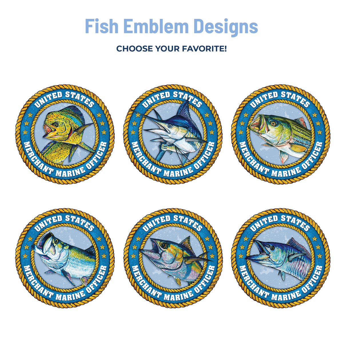 six fish emblem designs