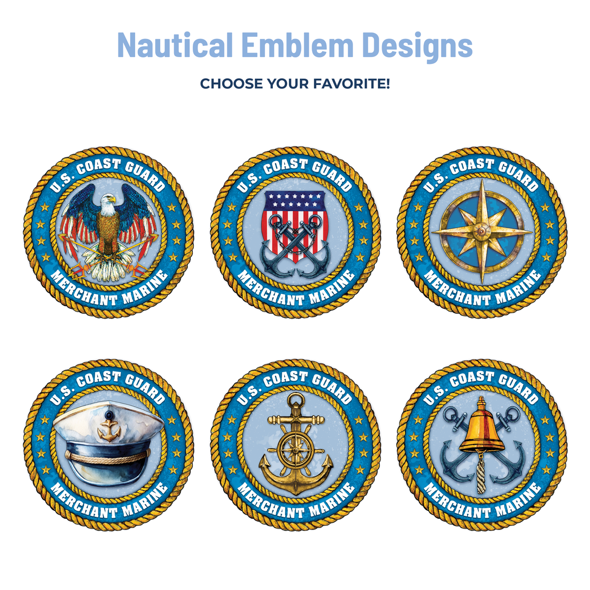 six nautical emblem designs