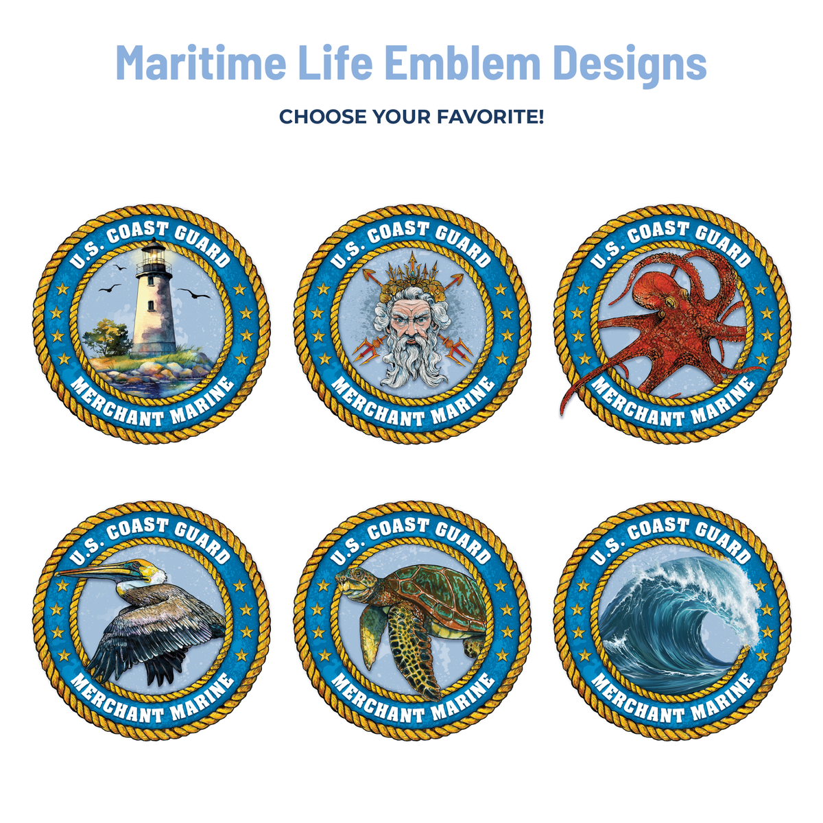 six maritime life emblem designs