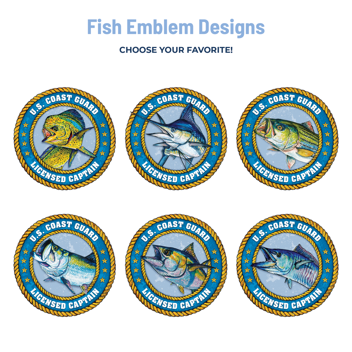 six fish emblem designs