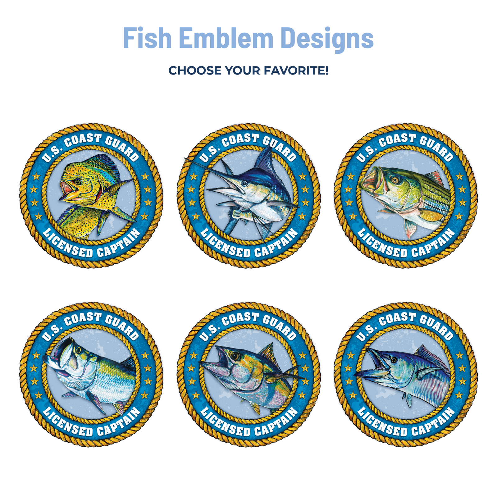 six fish emblem designs