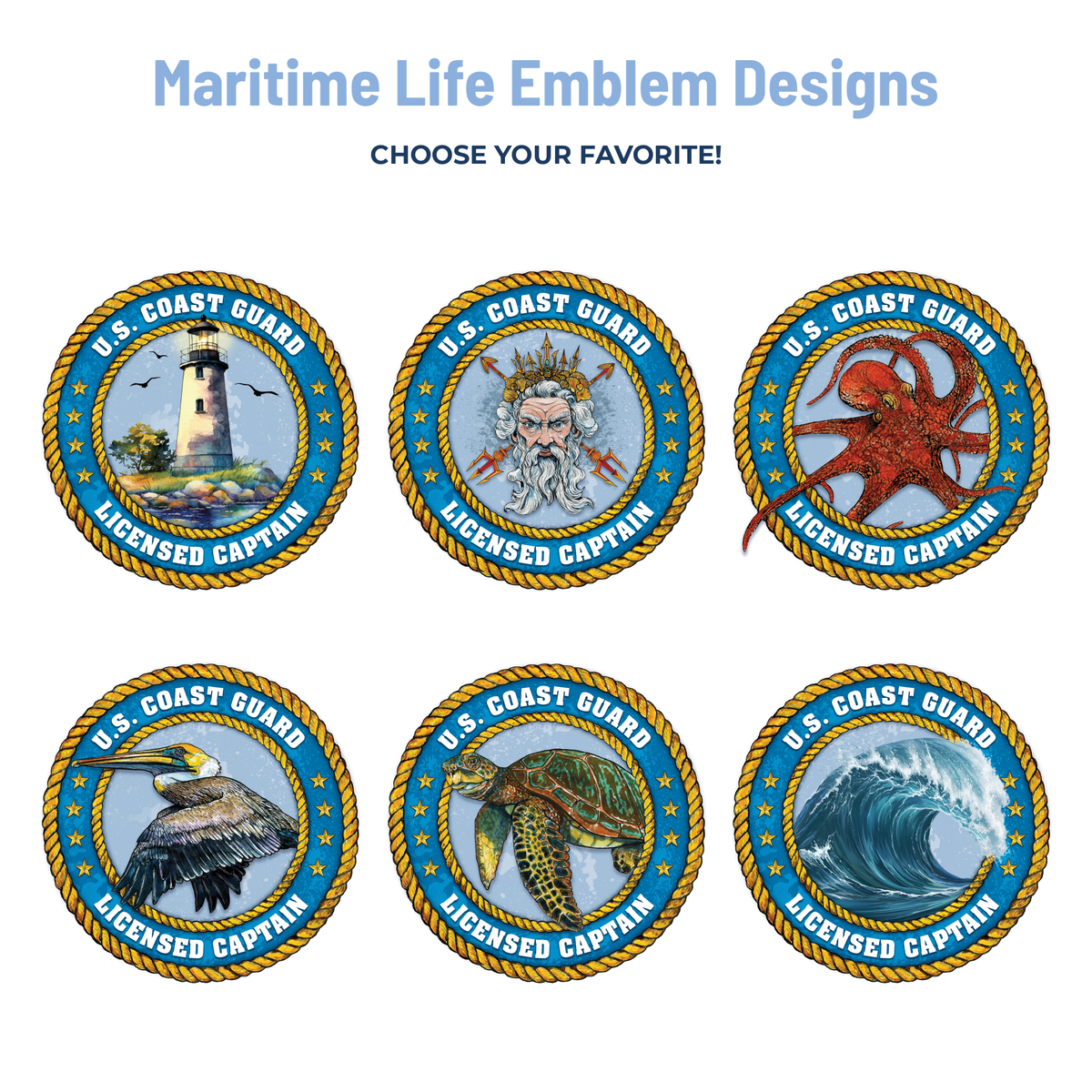 six maritime life emblem designs