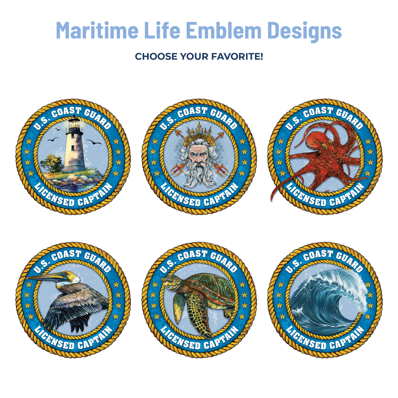 six maritime life emblem designs