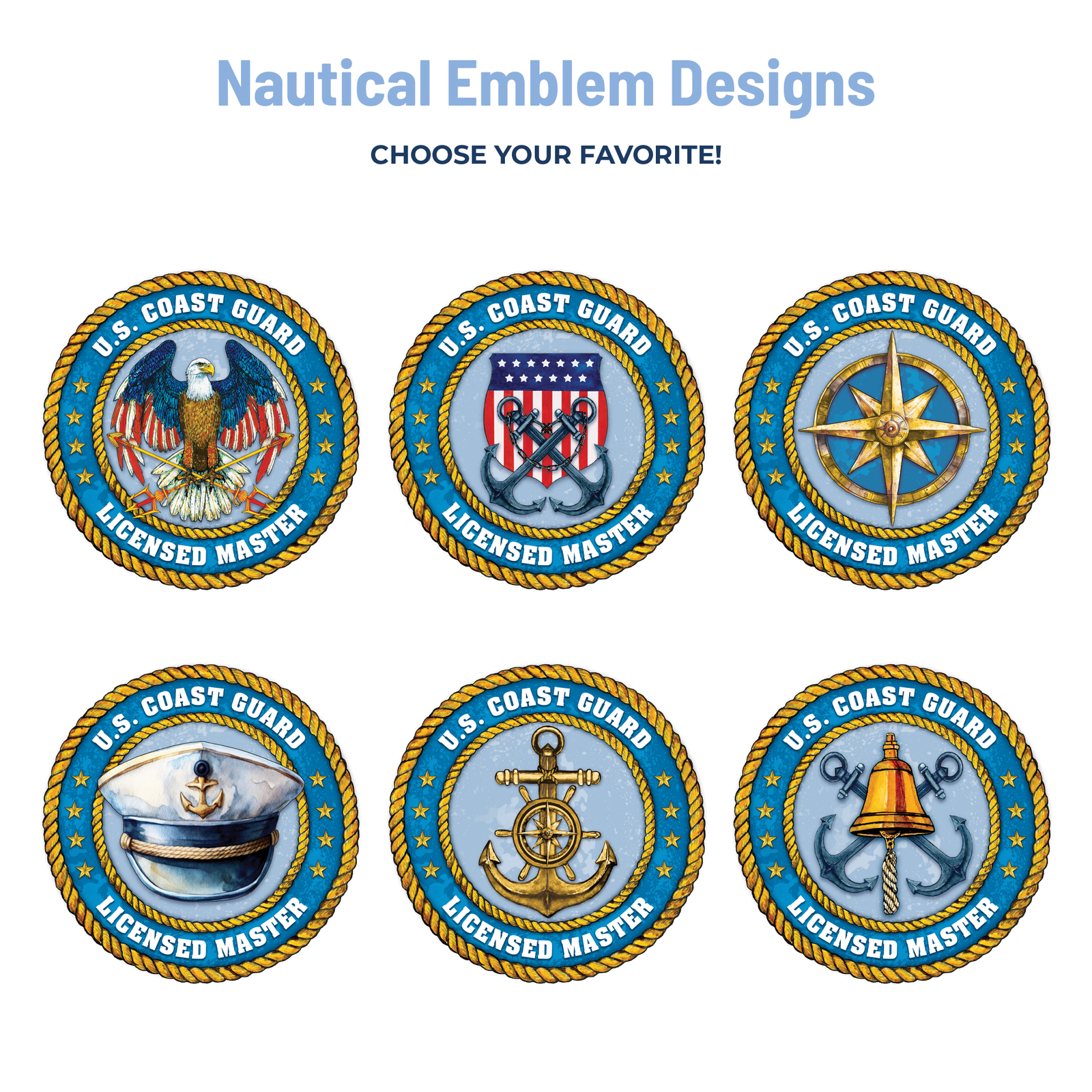 six nautical emblem designs