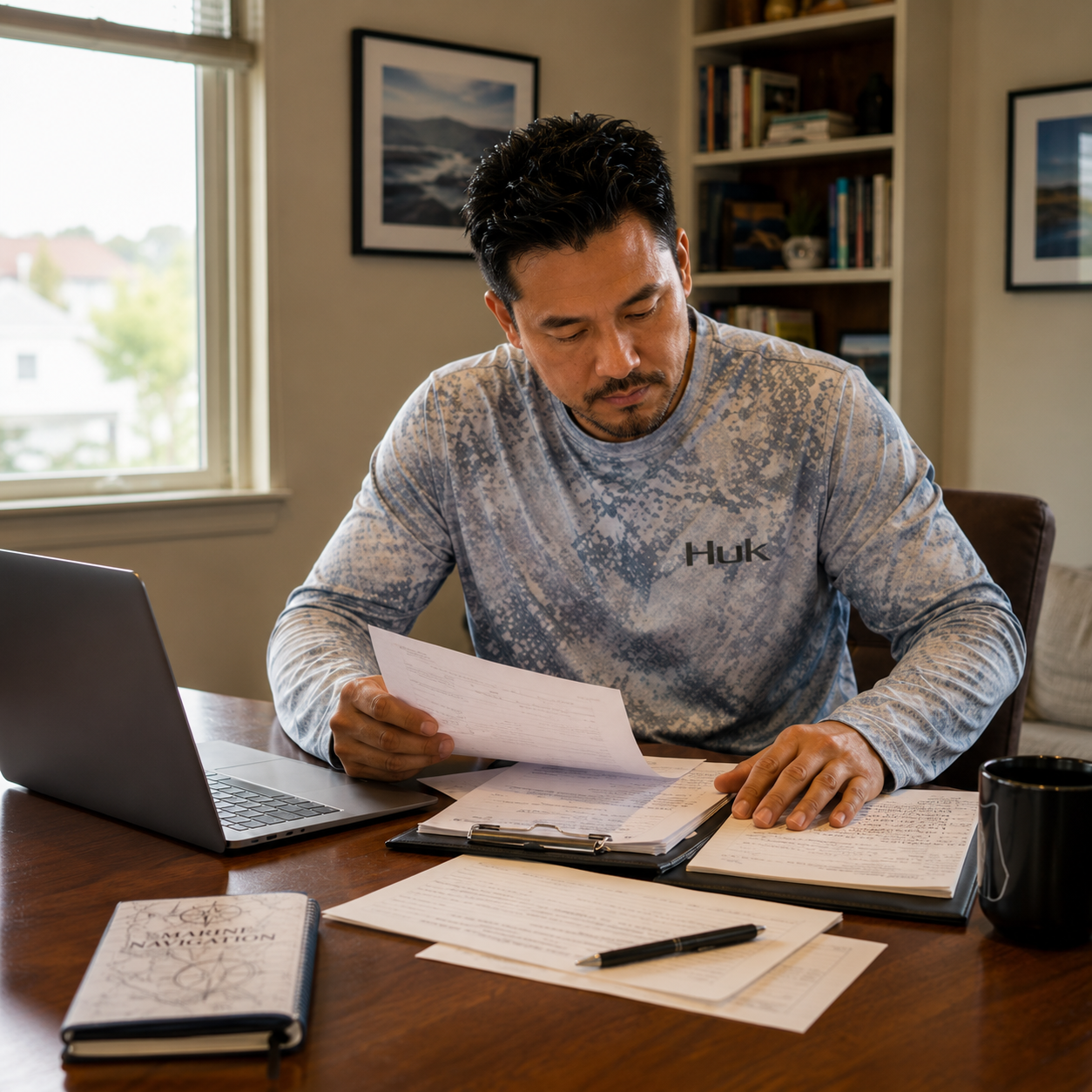 Man in office working on paper  work image