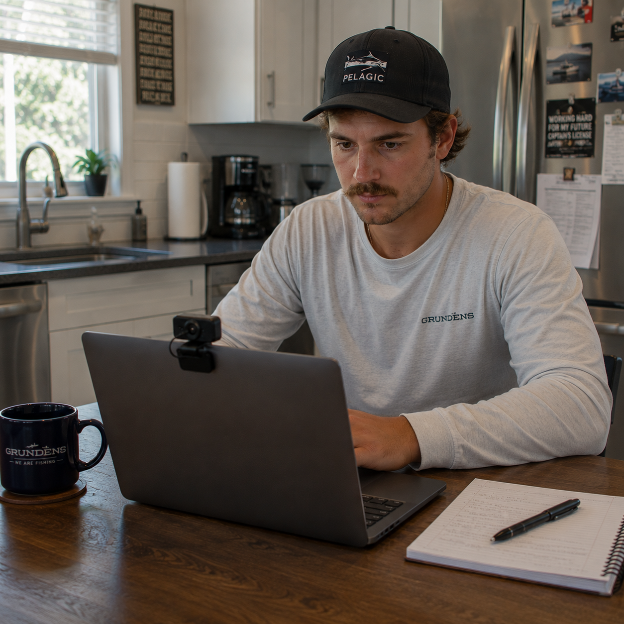 Man working on lap top image
