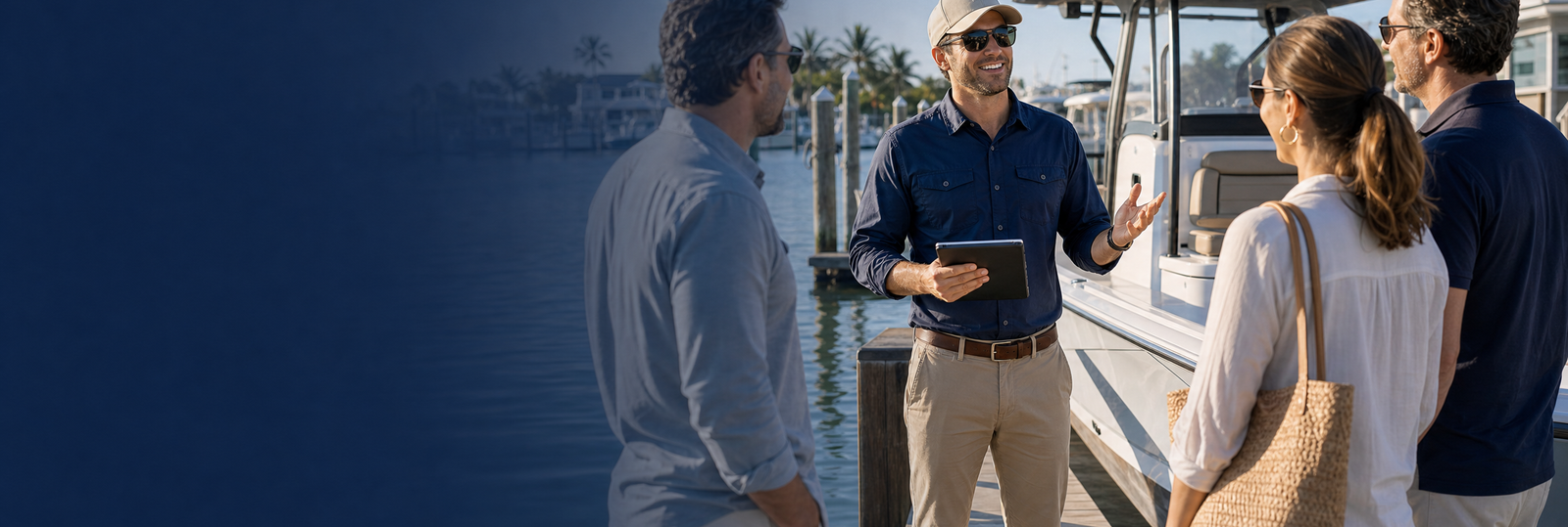 Man talking to people banner image