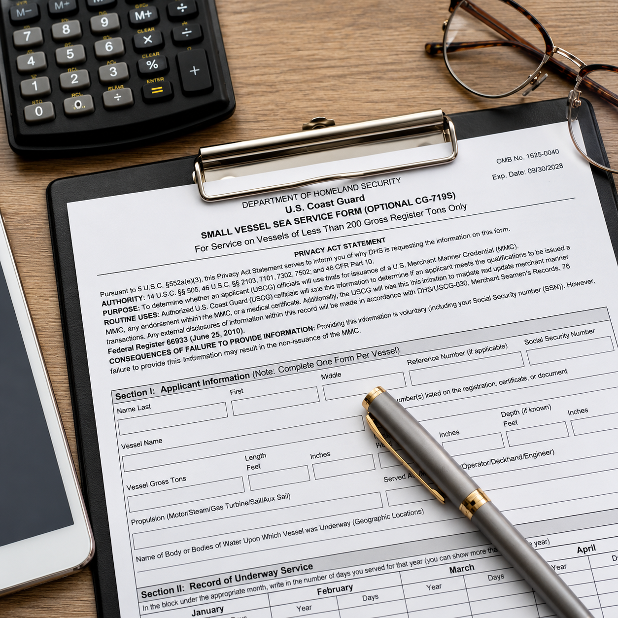 Sea service form image