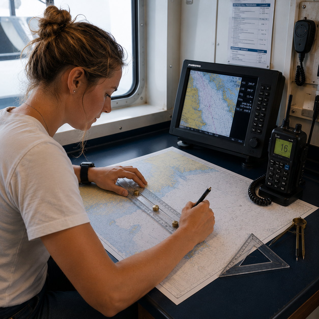 Woman working on a chart image