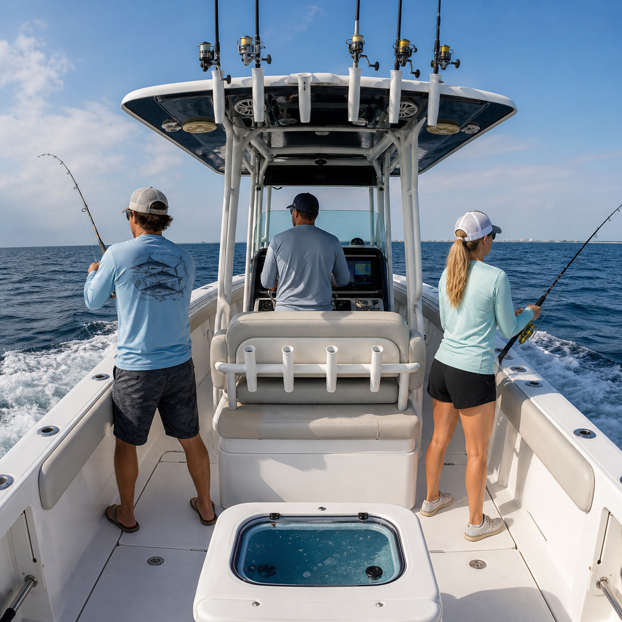 People fishing on a boat image