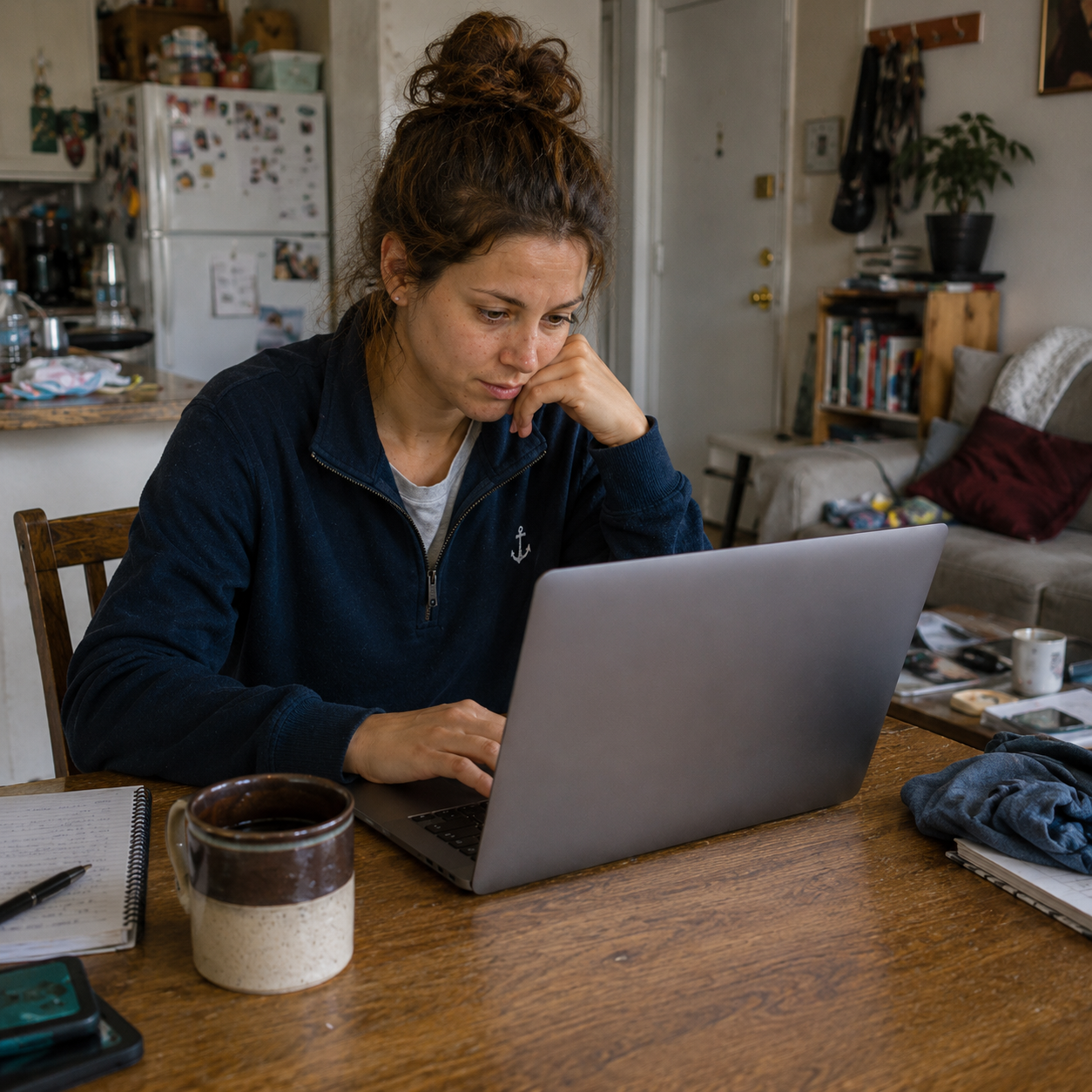 Woman working on a lap top image