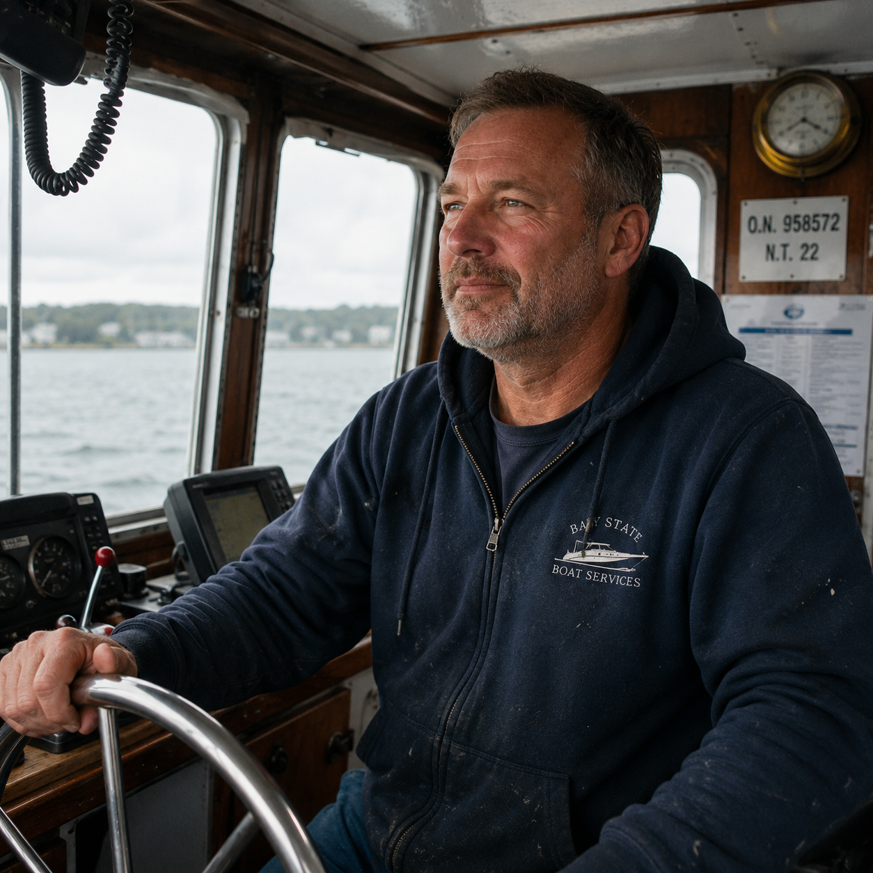 Man driving boat image