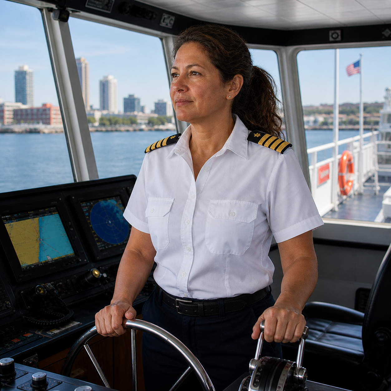 Woman drivin a ferry image