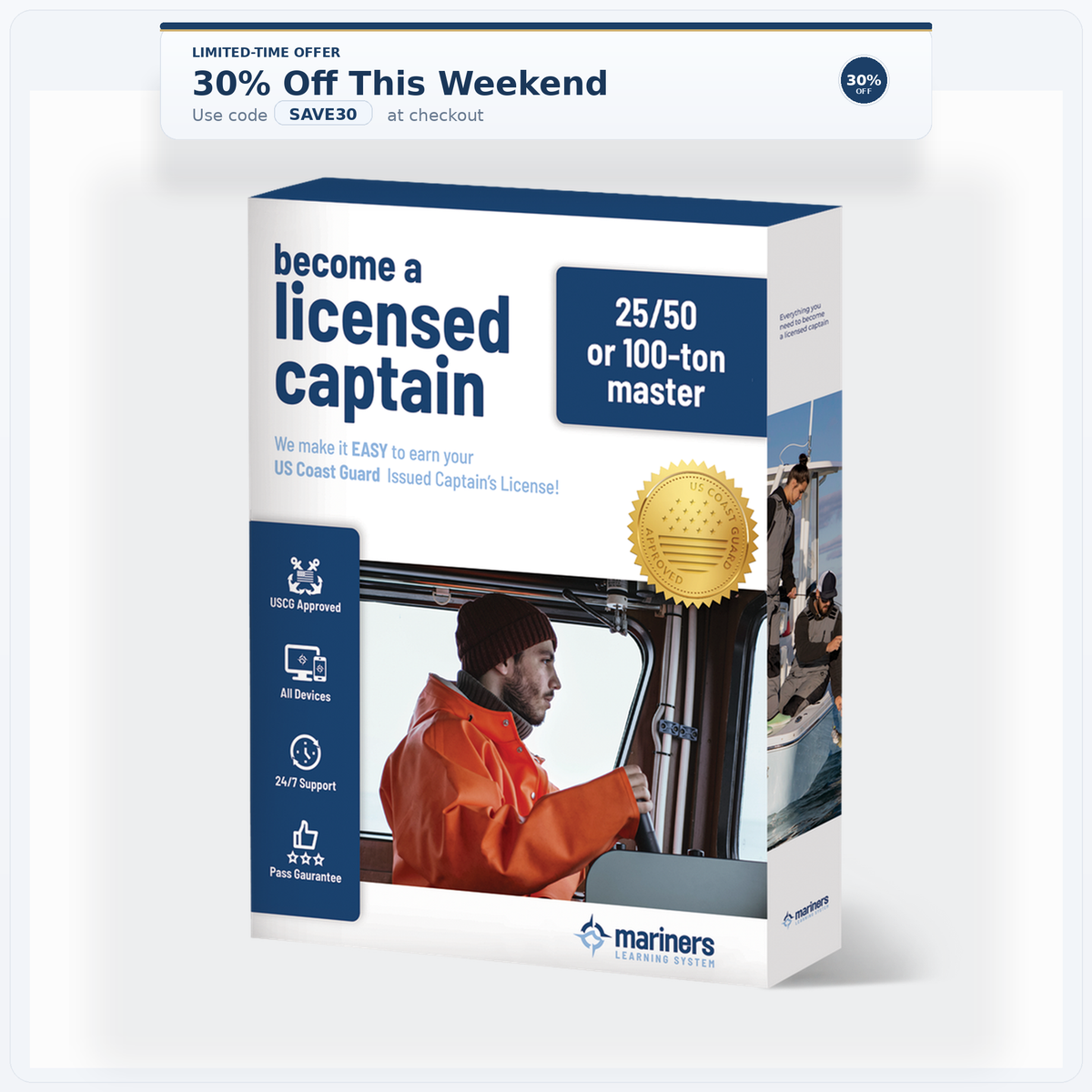 25/50 or 100-Ton Master Captain’s License - Online Course and Exam