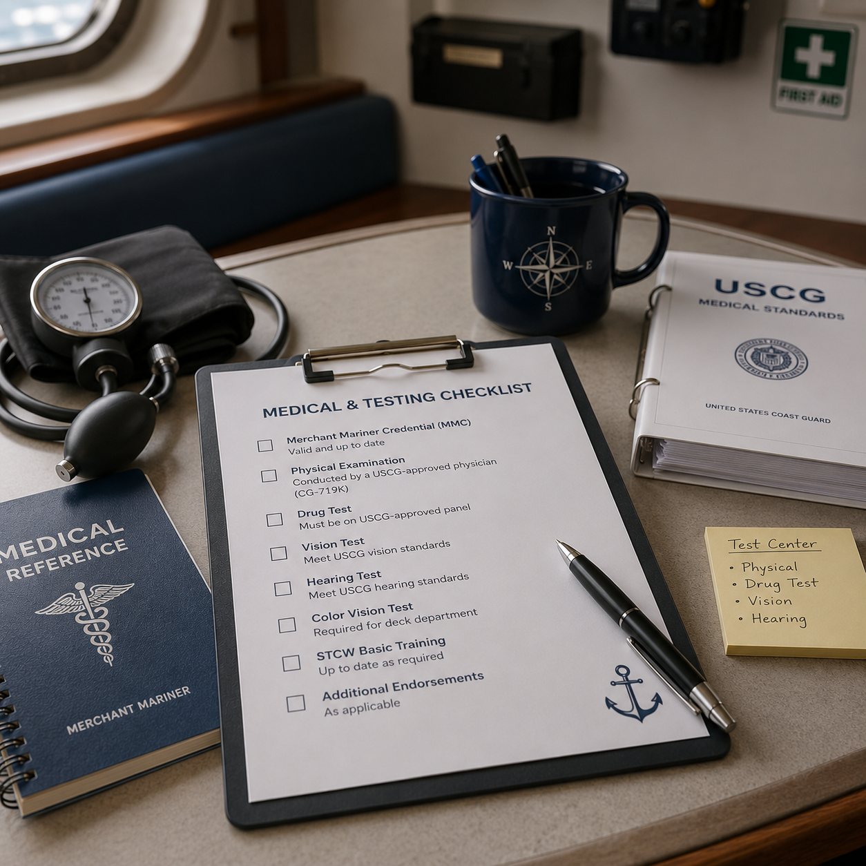 Clip board with medical checklist image