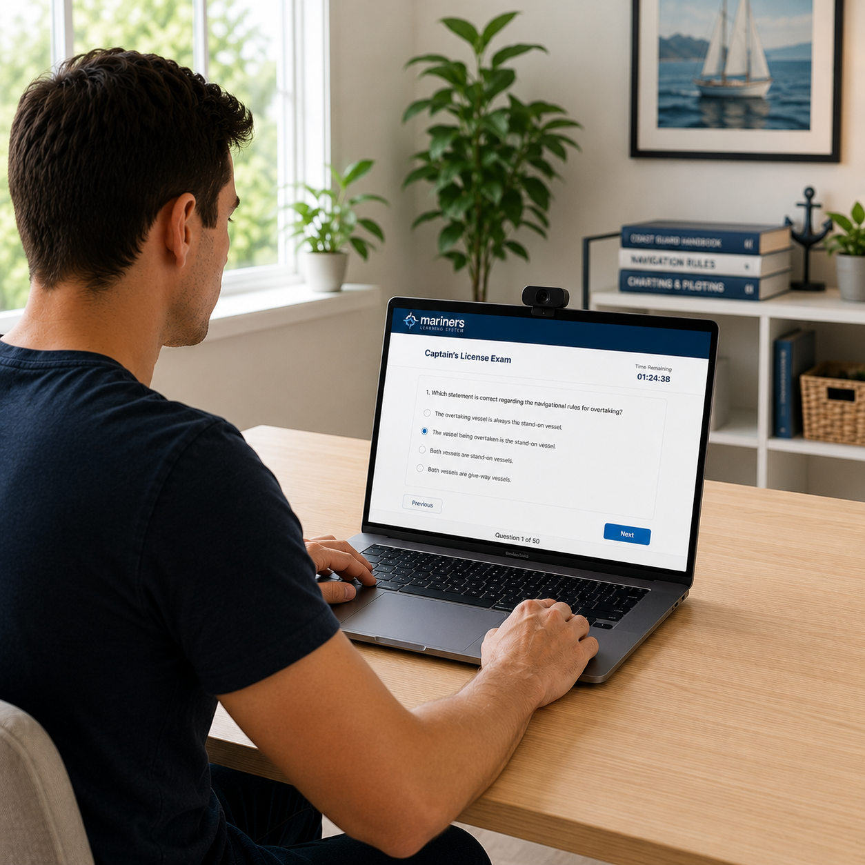 Man working on lap top image