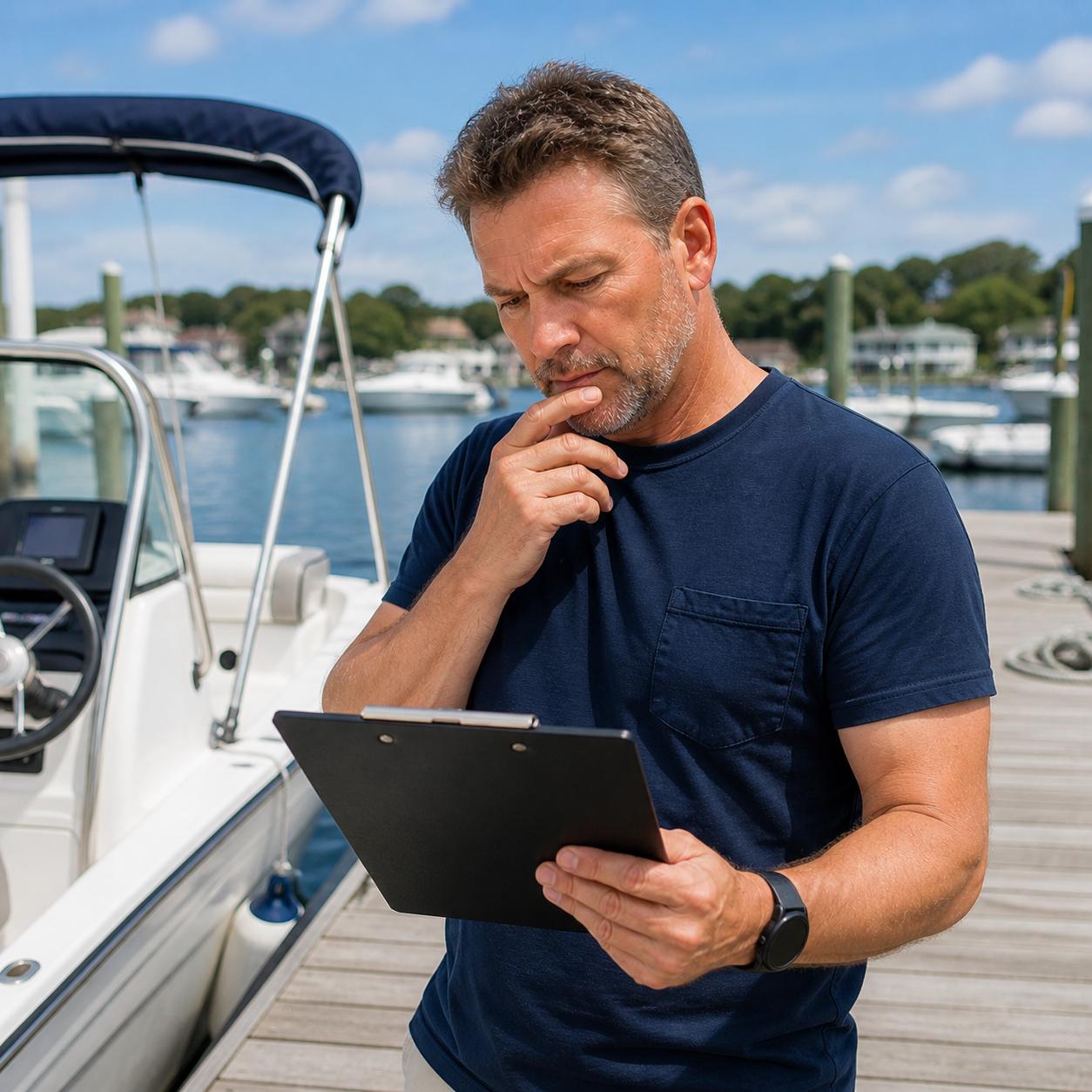 Man holding clip board image