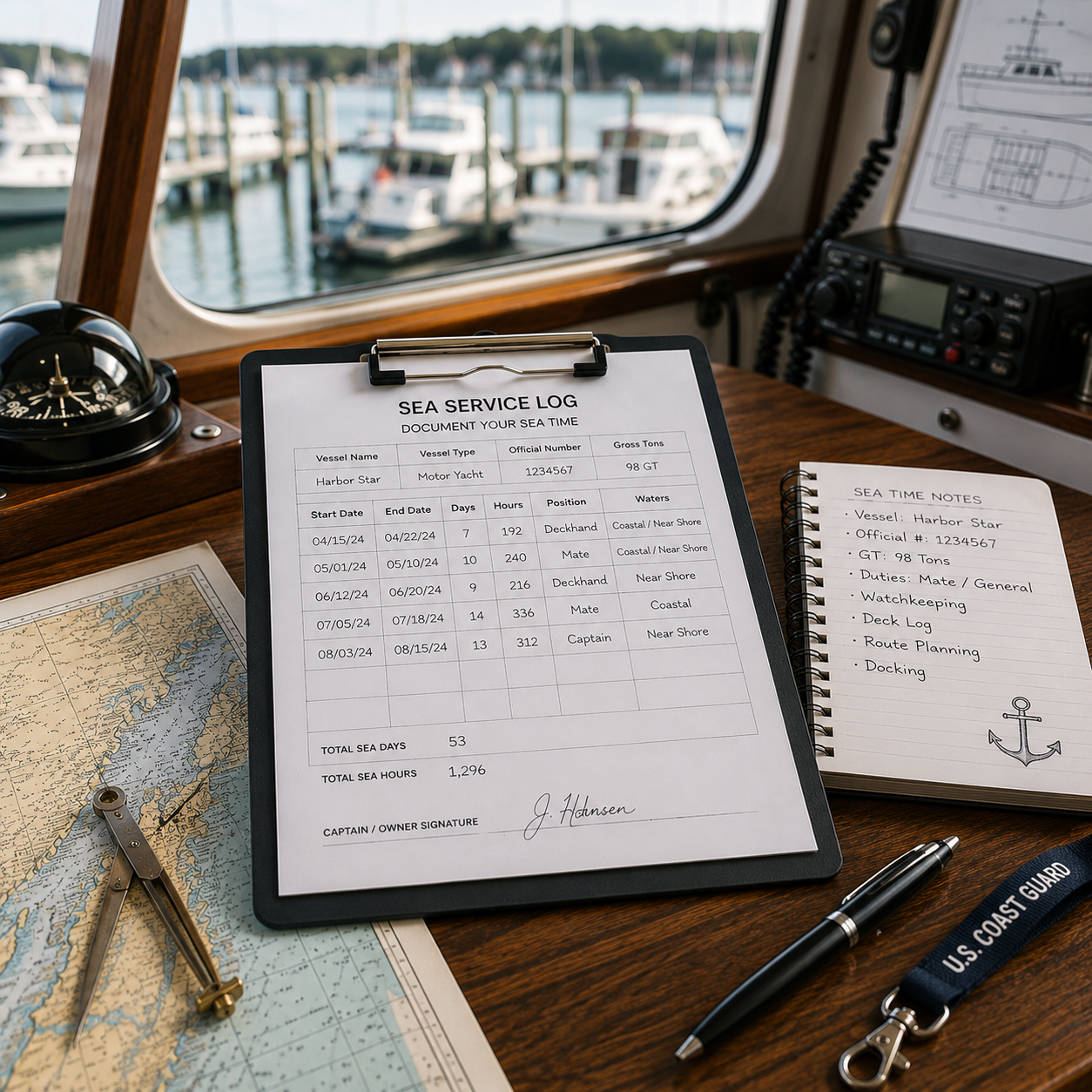 Clip board with sea service form image