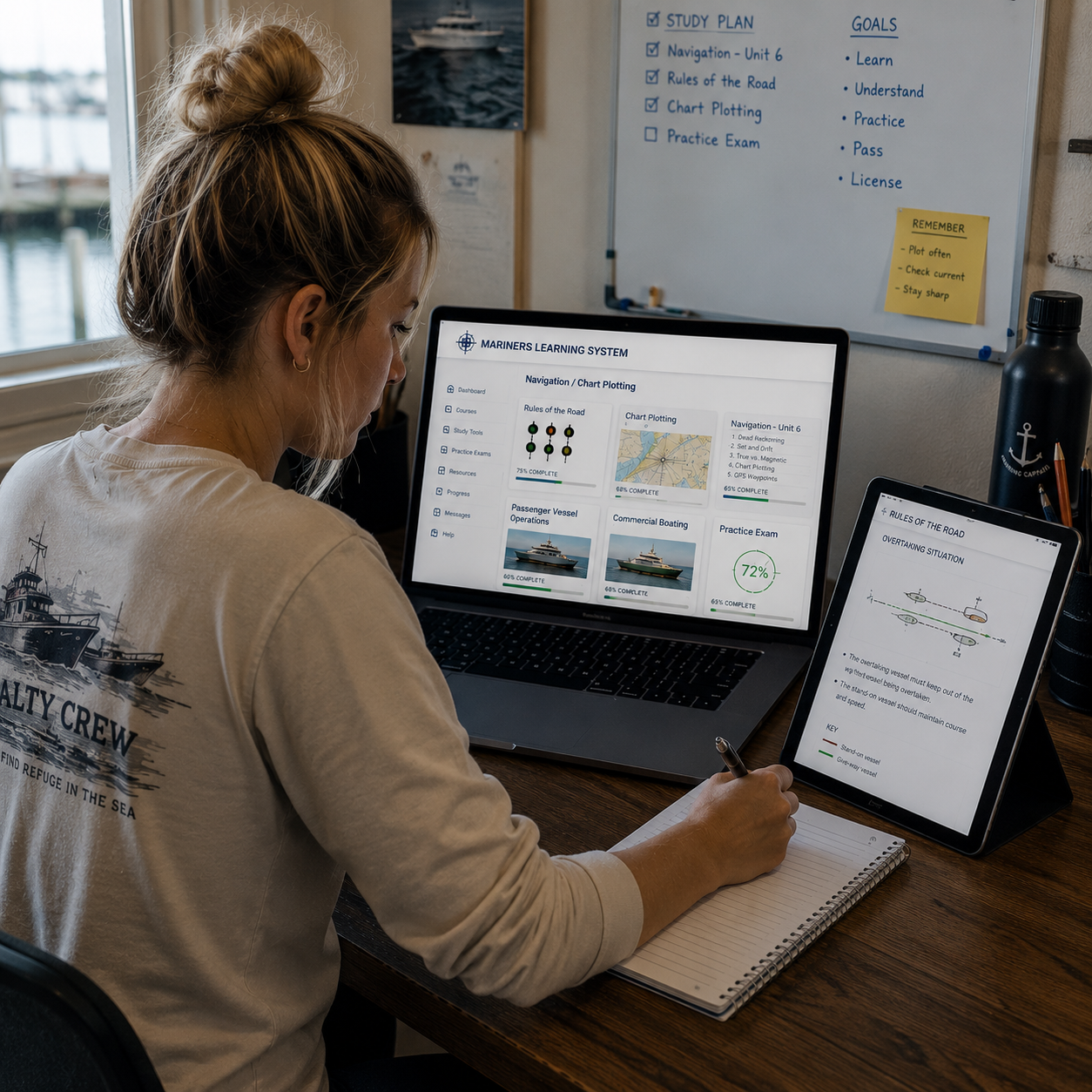 Woman working on lap top at desk image