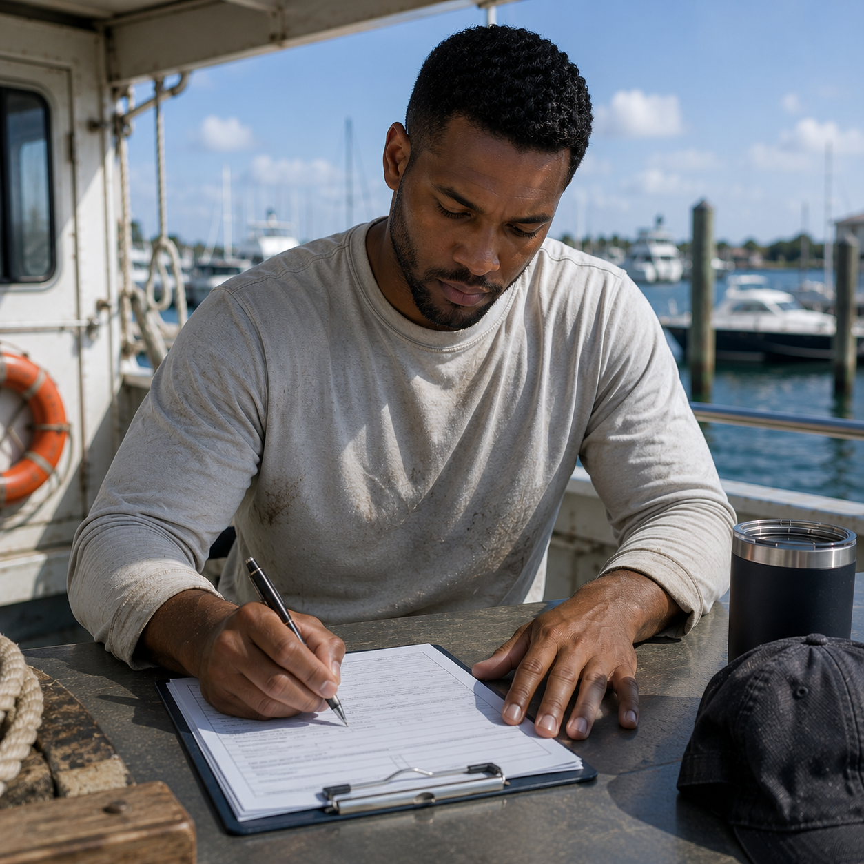 Man doing paperwork image