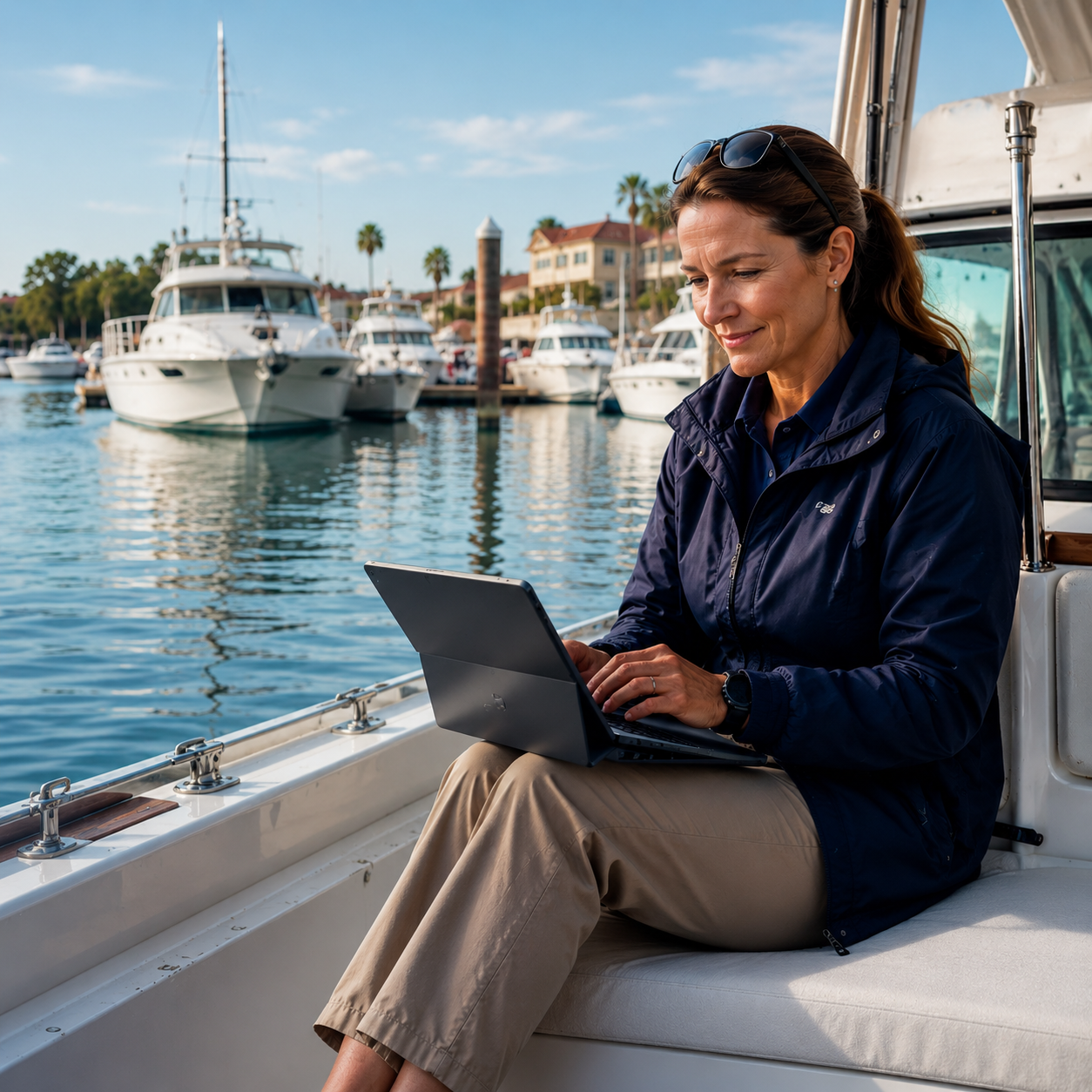 Woman working on laptop
