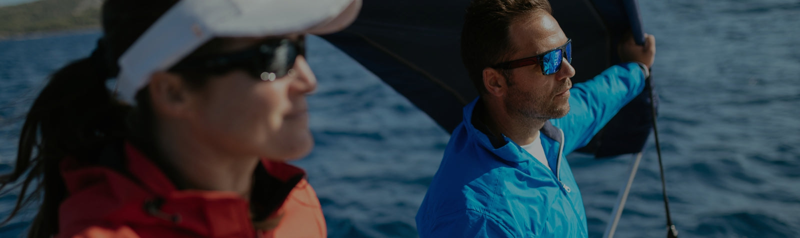 closeup of man and woman on boat