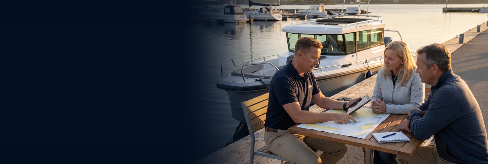 People with chart on a dock banner image