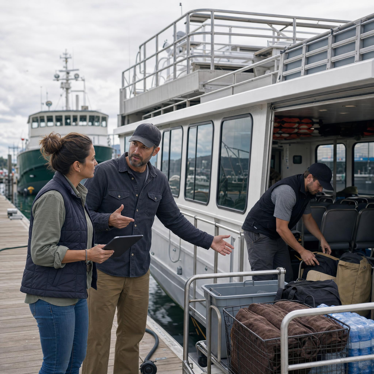 People loading a ferrt image