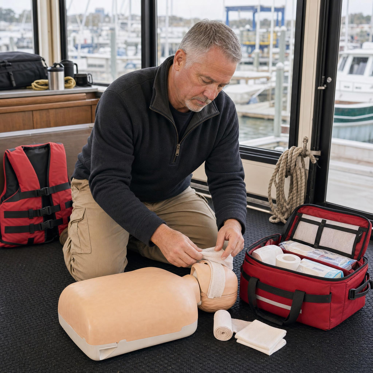 Man with CPR dummy image