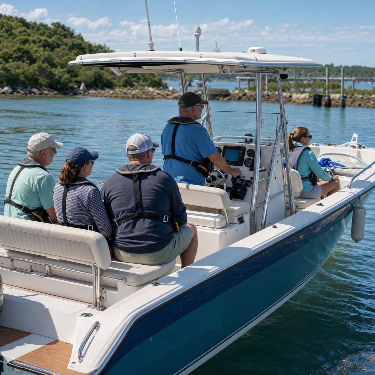 People out on a boat ride image