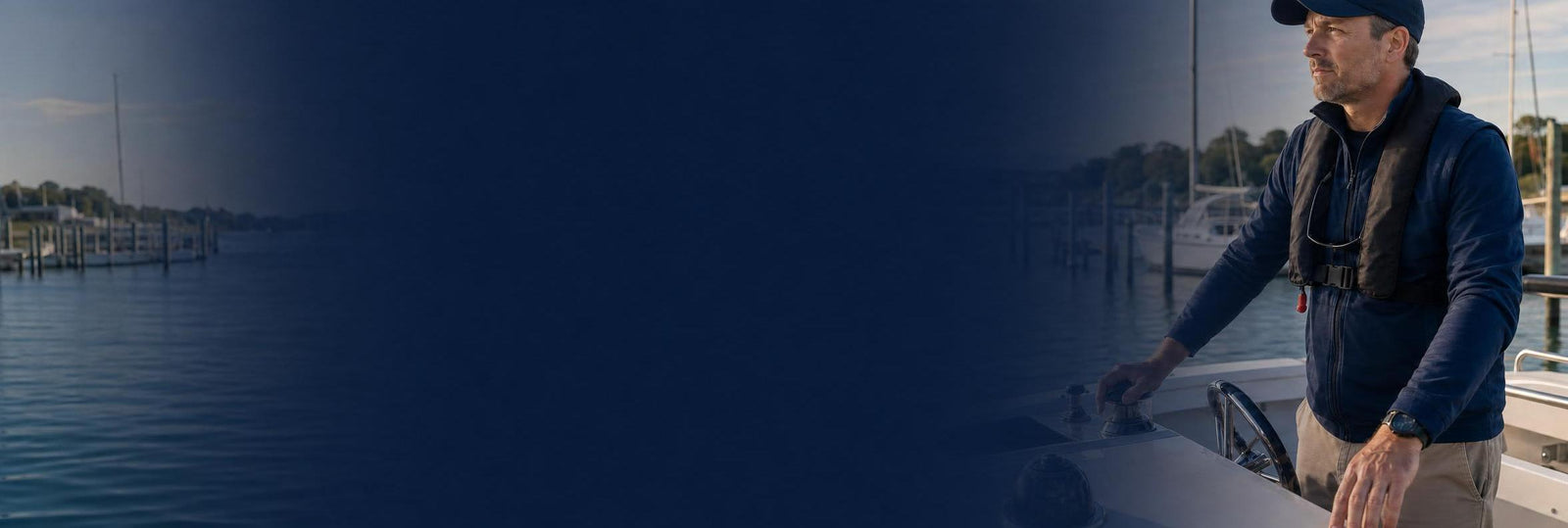 Man on boat banner image (blurry)