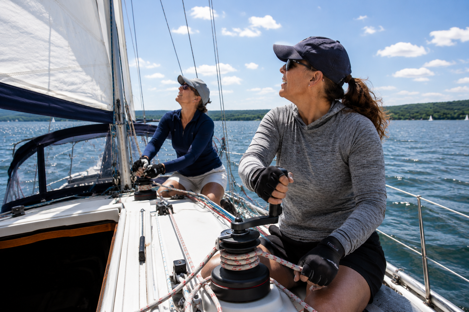 Two women on sail boat